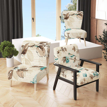 Beige Bird Wings Cottage Accent Chair